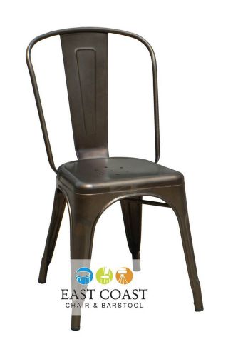 New Viktor Tolix-Style Steel Restaurant Chair with Rust Powder Coat Finish