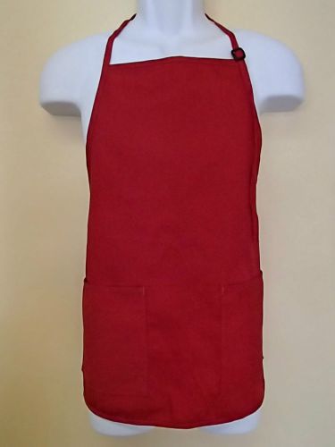 RED 2-pocket bib apron with adjustable neck