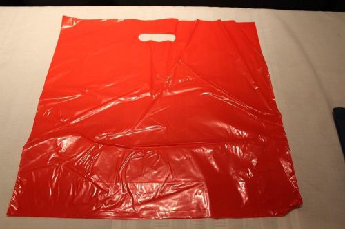 Qty. 100 18x18x4 Plastic Merchandise Bags Flat Glossy Red Die Cut Handles Retail