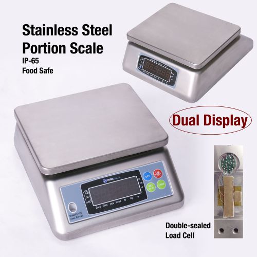New 66lb/0.005lb 30kg/2g stainless washdown scale | portion scale w/dual display for sale