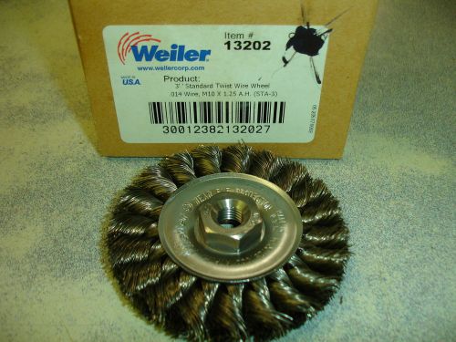 Weiler wire brush 13202 m10 x 1.25 flat power twist brush mild steel 3&#034; $21 usa for sale