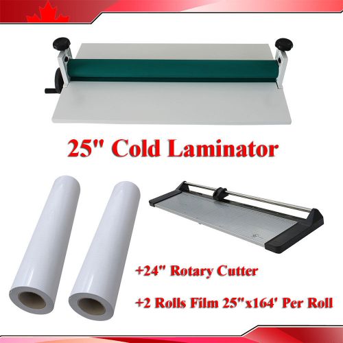 Laminating kit 24in rotary paper cutter trimmer +25.5&#034; cold laminator +films for sale