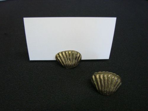 Pair of Vintage Brass Clam Sea Shell Wedding Business Place Card Holders