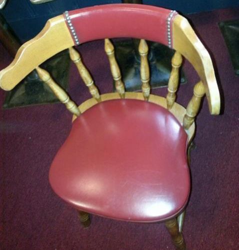 Restaurant Chair - &#034;Captain Wood Seat Style&#034; with red padded seat &amp; spindles