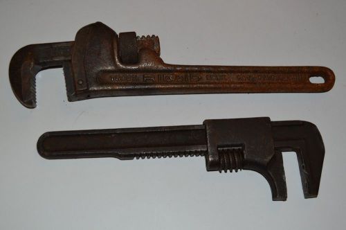 2 Vintage Rigid Pipe Wrench The Ridge Tool Co USA 10 &amp; Unmarked Wrench