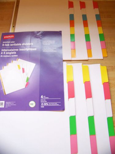 Staples assorted color 8-tab &amp; 5-tab writable dividers 6 sets (3 of each)