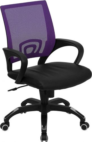 Mid-Back Purple Mesh Chair with Leather Seat (MF-CP-B176A01-PURPLE-GG)