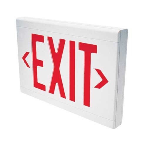 Dual Lite Exit Sign LXURWEI-WM LED White Finish Red Letters Dual Sided