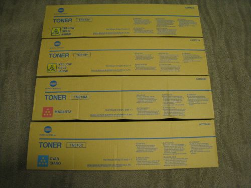 4 Konica Minolta Bizhub TN613 Cyan Yellow Magenta Toner Cartridges NIB OEM YMC
