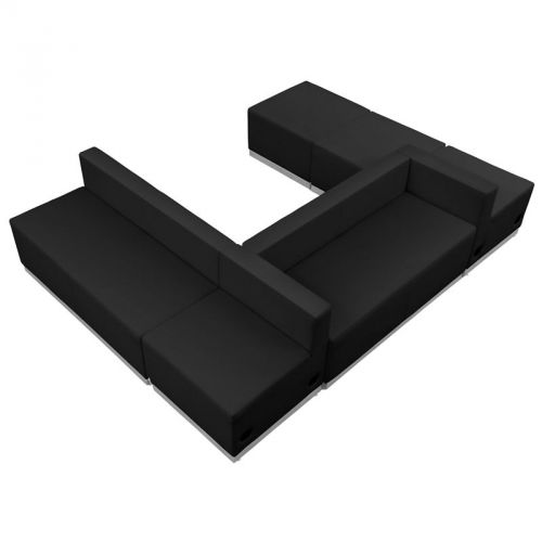 Alon Series Black Leather Reception Set, 6 Pieces (MF-ZB-803-510-SET-BK-GG)