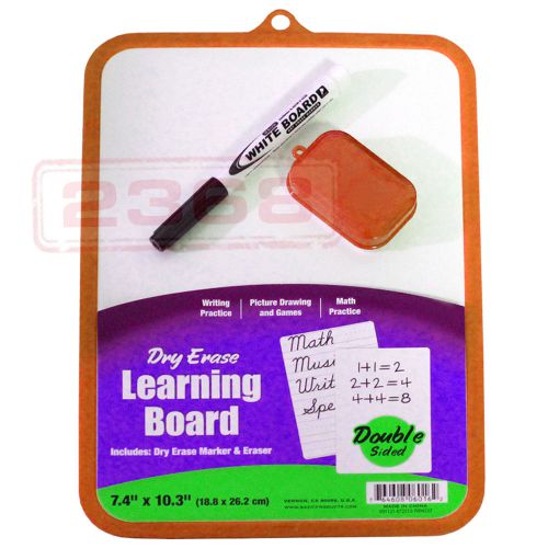 7.4” X 10.3” Dry Erase Learning Board Double Sided With Marker &amp; Eraser Orange