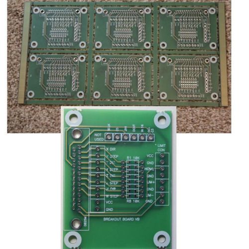 Lot of 6 parallel port cnc breakout boards 2.250&#034; x 2.900&#034; - panel of 6 pcbs for sale