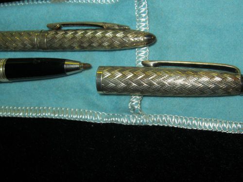 TIFFANY &amp; CO SILVER PEN PENCIL SET - VINTAGE GERMAN MADE WITH RARE WEAVE PATTERN