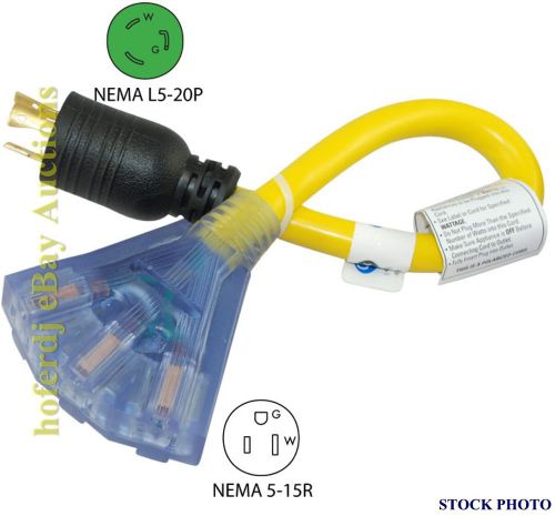 20a to 15a 125v generator adapter power plug adapter nema l5-20p to 5-15r light for sale