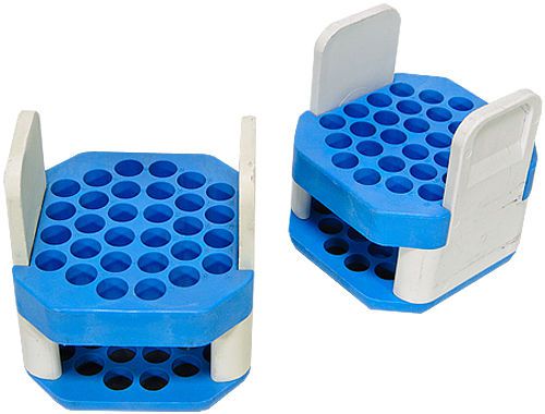 Set of 2 beckman centrifuge rotor bucket tube adapters blue 30 slots for sale