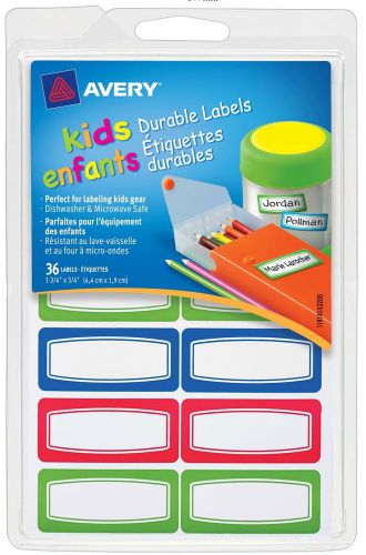 36 labels, Avery® Durable Labels for Kids&#039; Gear 41432, Assorted, 3/4&#034; x 1-3/4&#034;