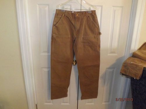 CARHARTT BROWN CANVAS CARPENTER DUNGEREES 36 IN. WAIST X 34 IN. INSEAM PREOWNED