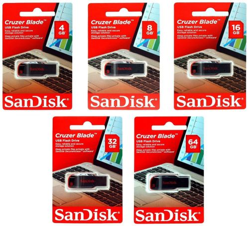4-8-16-32-64 GBs San Disk Cruzer Blade USB Memory Stick Flash Drive  CZ50