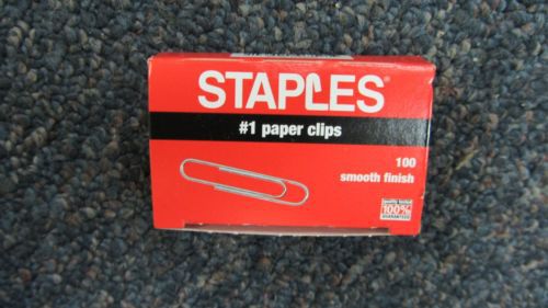 100 Staples Brand  Paper Clips Silver Color Smooth Finish 3.5cm Desk Office