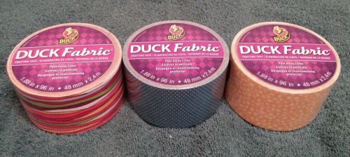 Lot of 3 assorted DUCK Brand Fabric Crafting Tape new htf hard to find