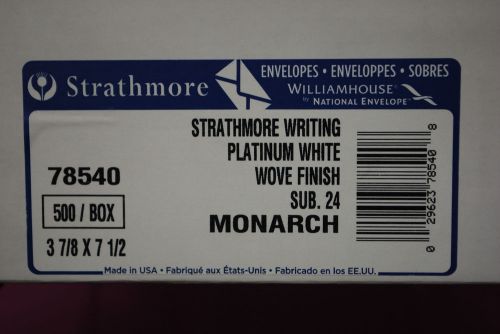 Box of 500 / Strathmore MONARCH Platinum White Wove 24# ENVELOPES (#S5117)