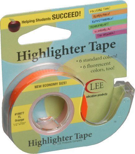 Fluorescent Highlighter Tape 1/2X720-Fluorescent Orange 017412 Lee Products Co.