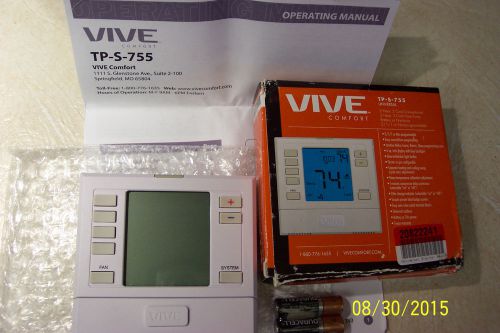 VIVE TP-S-755 UNIVERSAL DIGITAL RESIDENTIAL HEAT PUMP THERMOSTAT, 3-H, 2-C NEW!