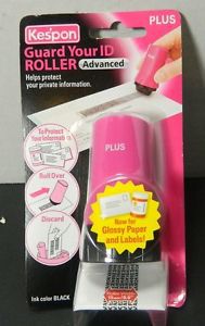 Kespon Plus Guard Your ID Advanced Roller Stamp Pink Black Ink ID Protection