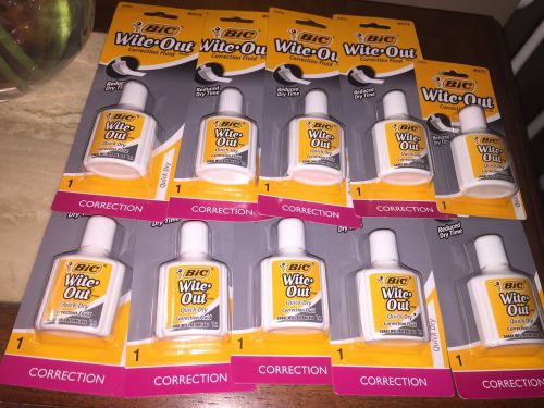 Lot Of 8 Bic Wite-Out Quick Dry Correction Fluid, White, Foambrush .7 Oz