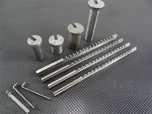 Set of 4 dumont b broaches 3/32&#034; 1/8&#034; 5/32&#034; &amp; 3/16&#034;+ assorted bushings &amp; shims for sale
