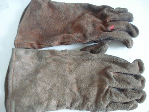L Large Tan / Brown Leather Welding Firefighter Gloves Turn Out  Gear   G116