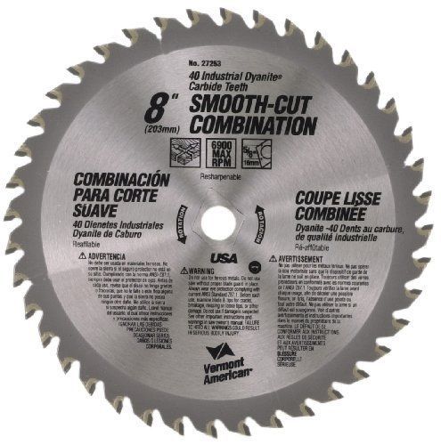 Vermont American 27253 8-Inch 40T Smooth Cut Carbide Circular Saw Blade