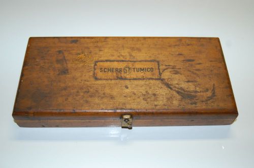 Nsk 6&#034; dial caliper &amp; mitutoyo 103 - 113 micrometer in scherr tumico wooden case for sale