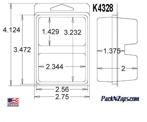 K4328: 50 - 4&#034;H x 3&#034;W x 2&#034;D Clamshell Packaging Clear Plastic Blister Pack