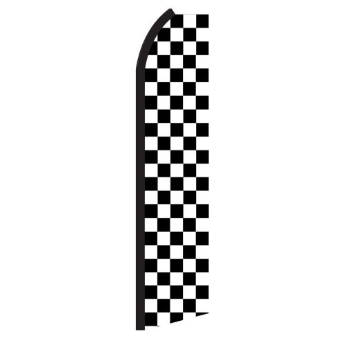 3 BLACK WHITE CHECKER SWOOPER TALL BOW FEATHER FLAG BANNER 15ft (THREE)