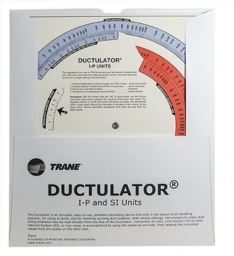 Trane Ductulator Duct Sizing Calculator Slide Chart Graph * New With Sleeve *