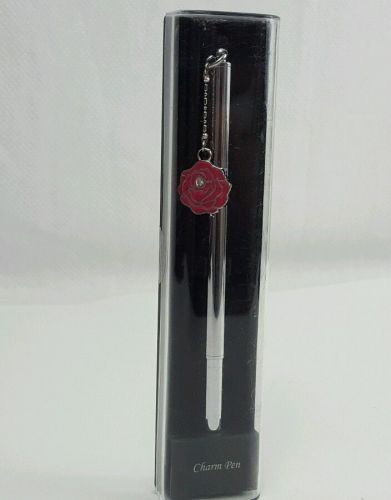 Silver tone Pen With flower Charm, Great Gift or stocking stuffer, magnetic cap