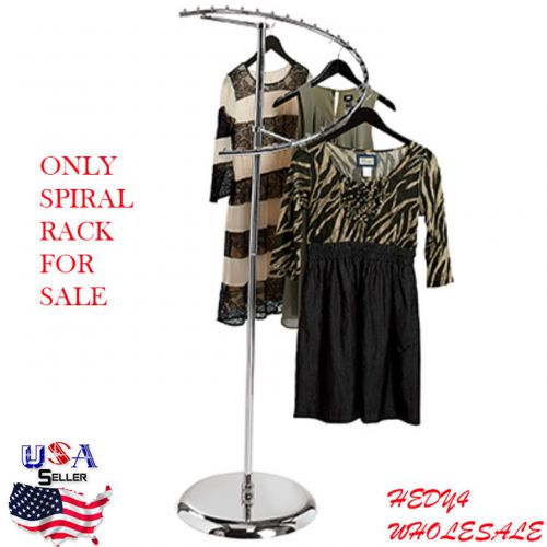 29 ball apparel spiral garment display rack chrome finish hang t-shirts, 63 inch for sale