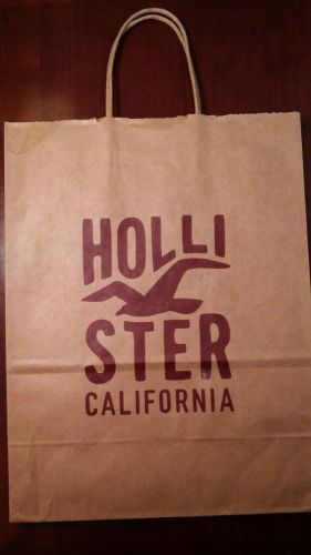 HOLLISTER CA Brown Recycled Paper Bag 13&#034; X 5&#034; X 10&#034;