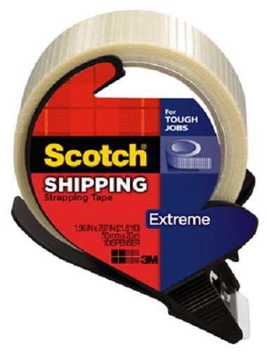 3M Scotch, 1.5&#034; x 60 YD, Extreme Shipping Strapping Tape with Dispenser, 2 Pack