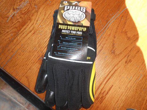 PUGS POWERGRIP Men&#039;s Work GLOVES Silicone Palm Durable Wet/Dry Use  NEW Large