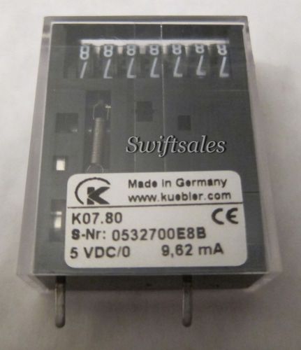 Kubler K07.80 - 5VDC 7-Digit Non-Resettable Impulse Counter - Coin-Op &amp; Vending