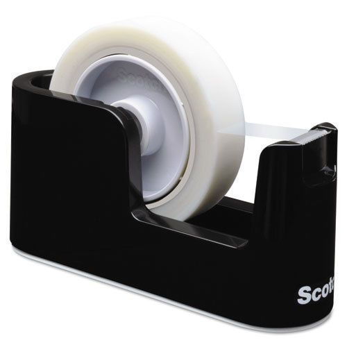 Heavy duty weighted desktop tape dispenser, 3&#034; core, plastic, black for sale