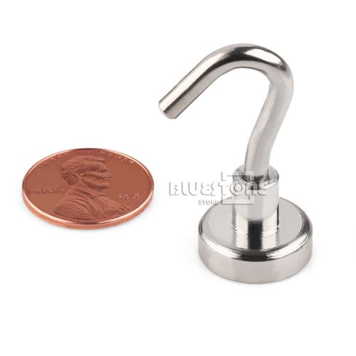 1pc neodymium hook magnets each holds ** 12 lbs ** silver for sale
