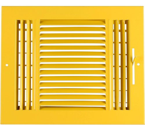 10w&#034; x 8h&#034; Fixed Stamp 3-Way AIR SUPPLY DIFFUSER, HVAC Duct Cover Grille Yellow