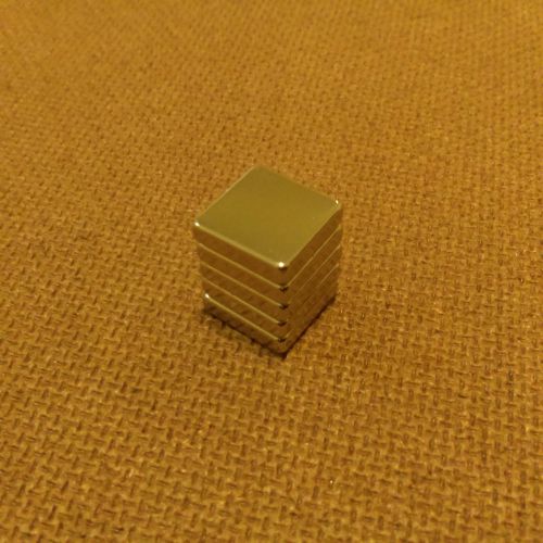 5 N45 Neodymium 1/2 x 1/2 x 1/8 inches Block/Bar Magnet.