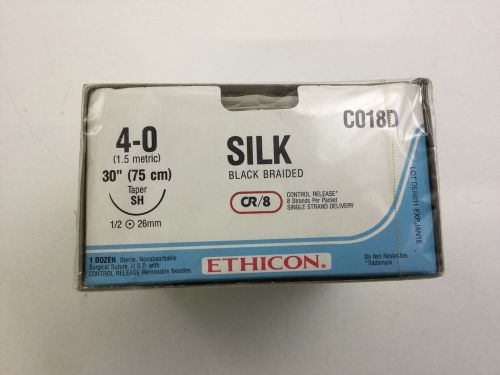 Ethicon 4-0 30&#034;(75cm) Silk Black Braided C018D