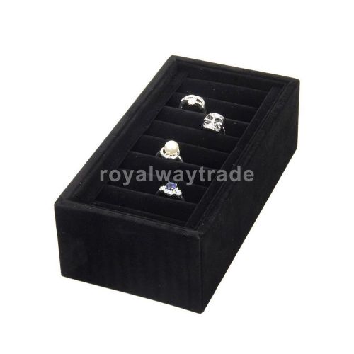 8 Slots Black Velvet Ring Bracelet Tray showcase Jewelry Display Box Stand NEW