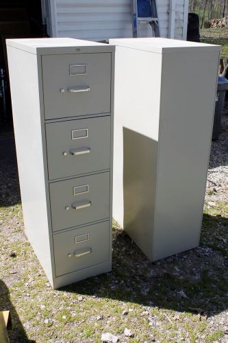 Lot of 2 Hon Metal 4 Drawer Vertical Filing Cabinet T514 52x25x15 Beige No Lock