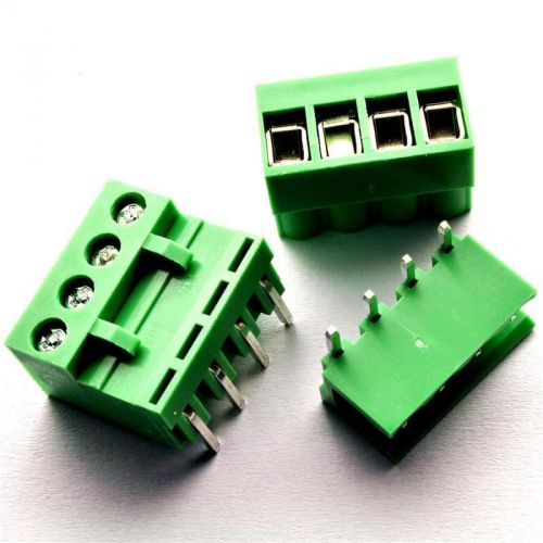 10PCS HT-5.08 4P 5.08mm Pitch 300V 10A Crooked Pins Green Terminal Blocks